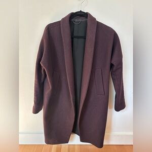 AllSaints Dark Plum Wool Open Coat